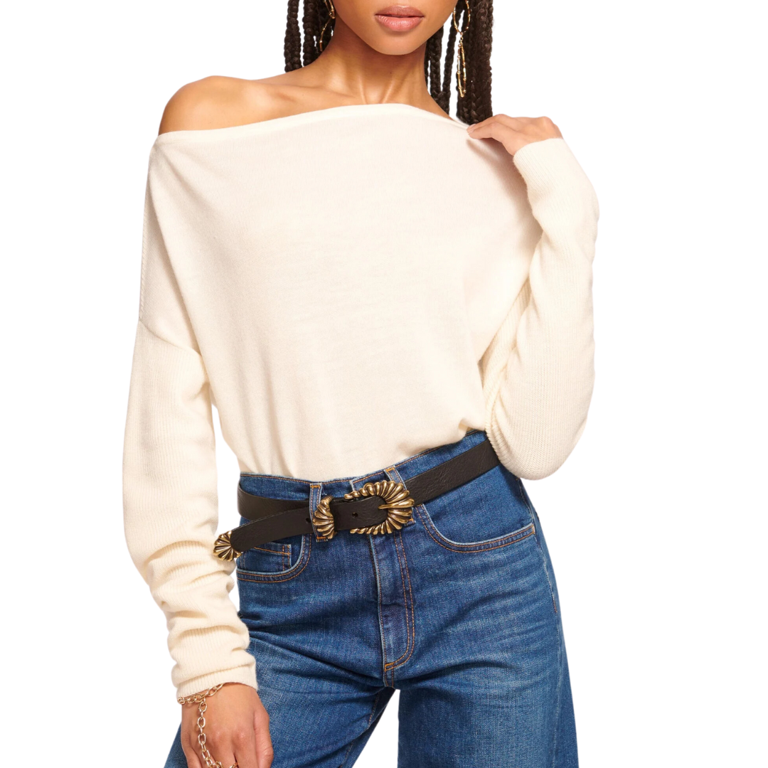 Chance Wool Off-The-Shoulder Sweater in Ivory