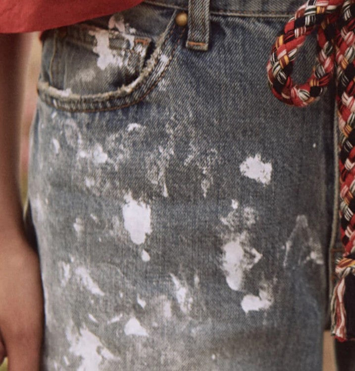 Billy Boyfriend Jean with Paint Wash and Rope Belt