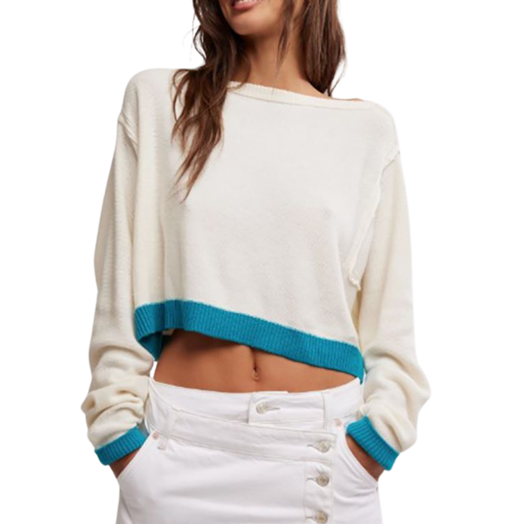 We The Free Into the Blue Pullover in Tropical Blue Combo