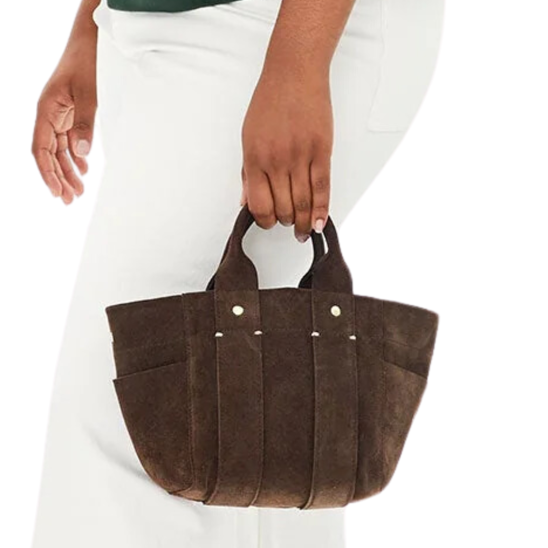 Le Petit Box Tote in Chocolate Suede