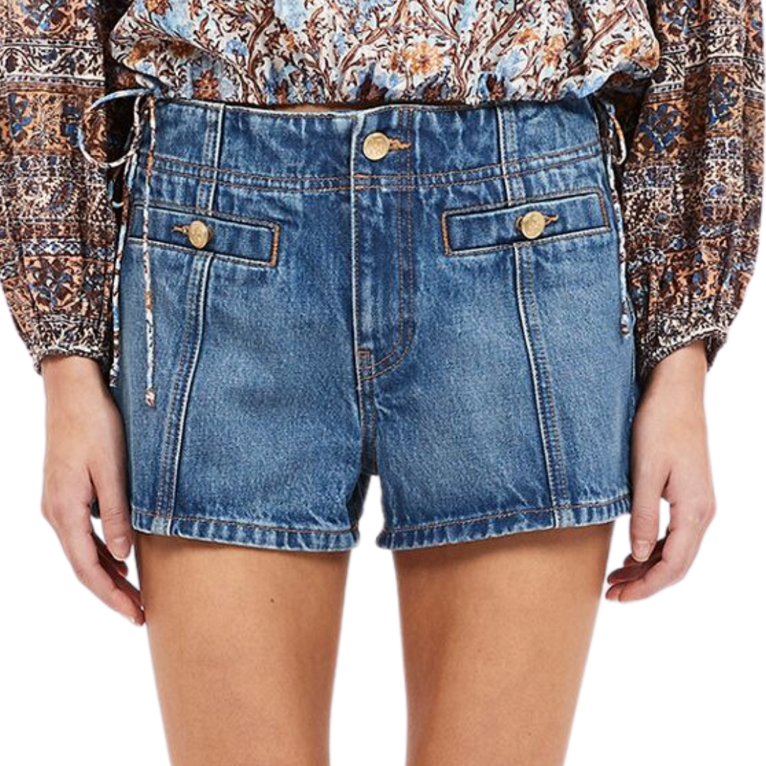 The Camille Short in Danube Medium Indigo Wash