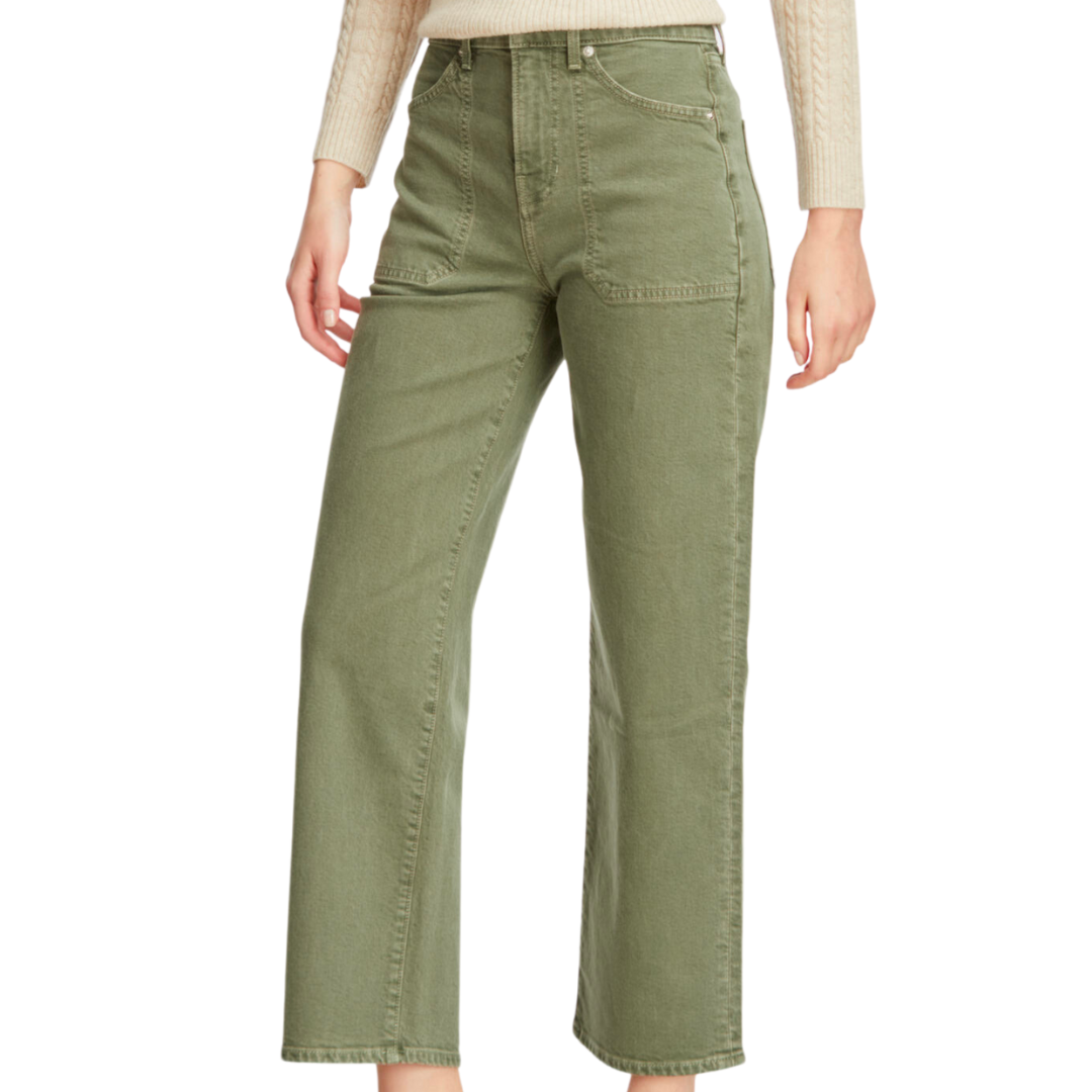 Crosbie Cropped Wide Leg in Stone Army