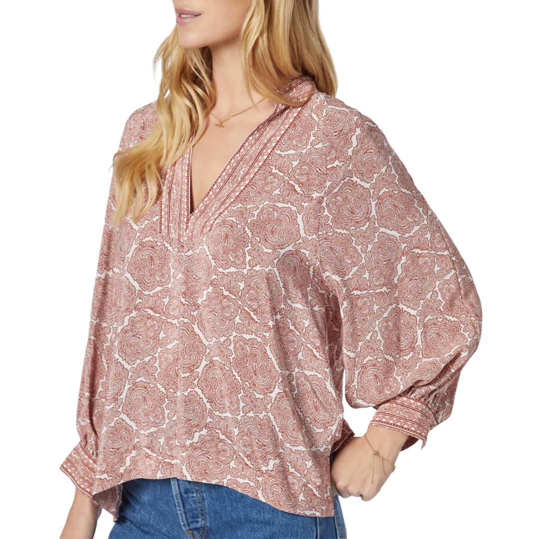 Perci Blouse in Porcelain Burnt
