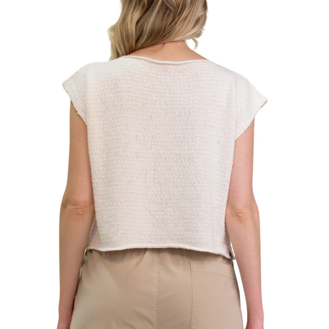 Square Knit Tee in Ivory/Natural