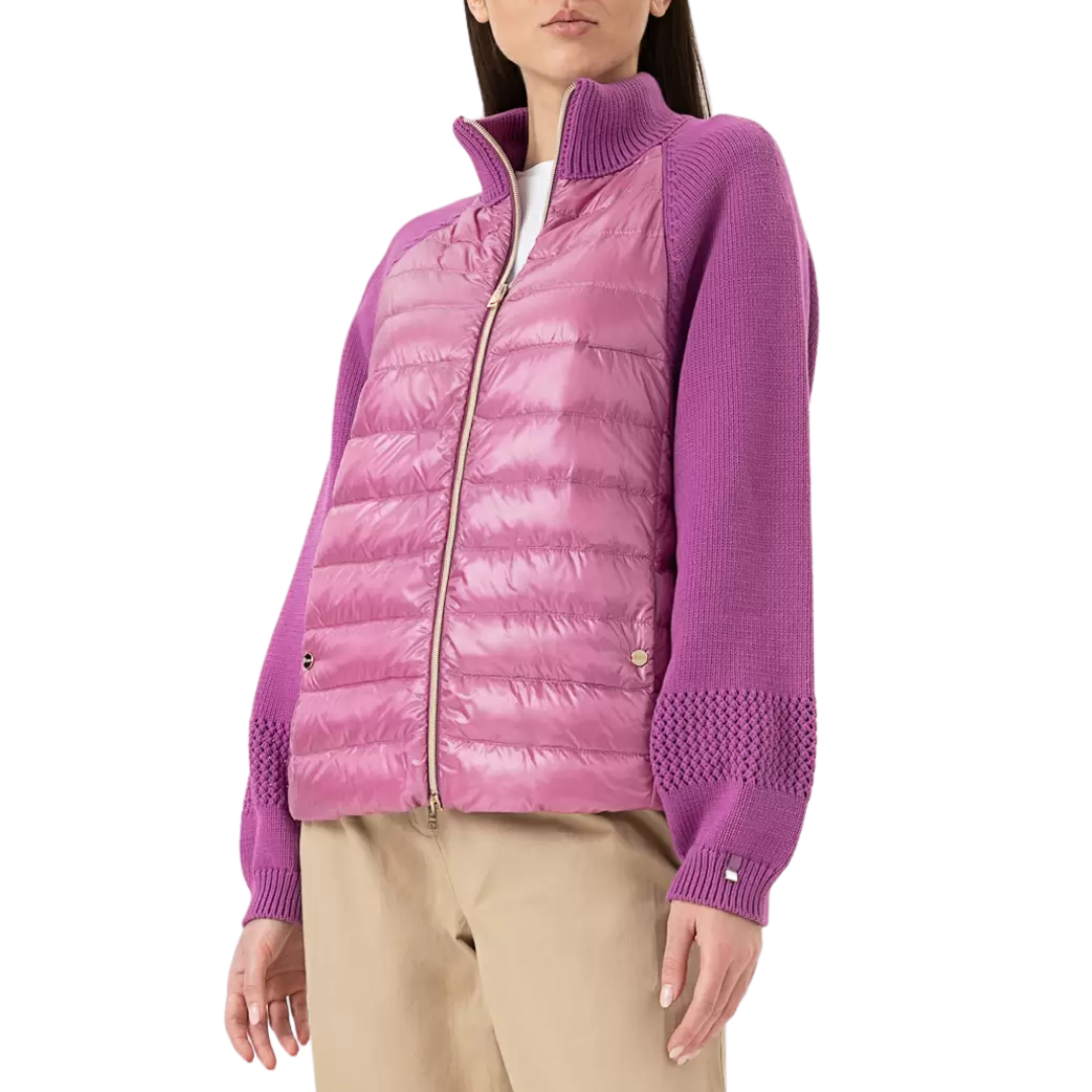 Knit & Nylon Ultralight Bomber in Fuchsia