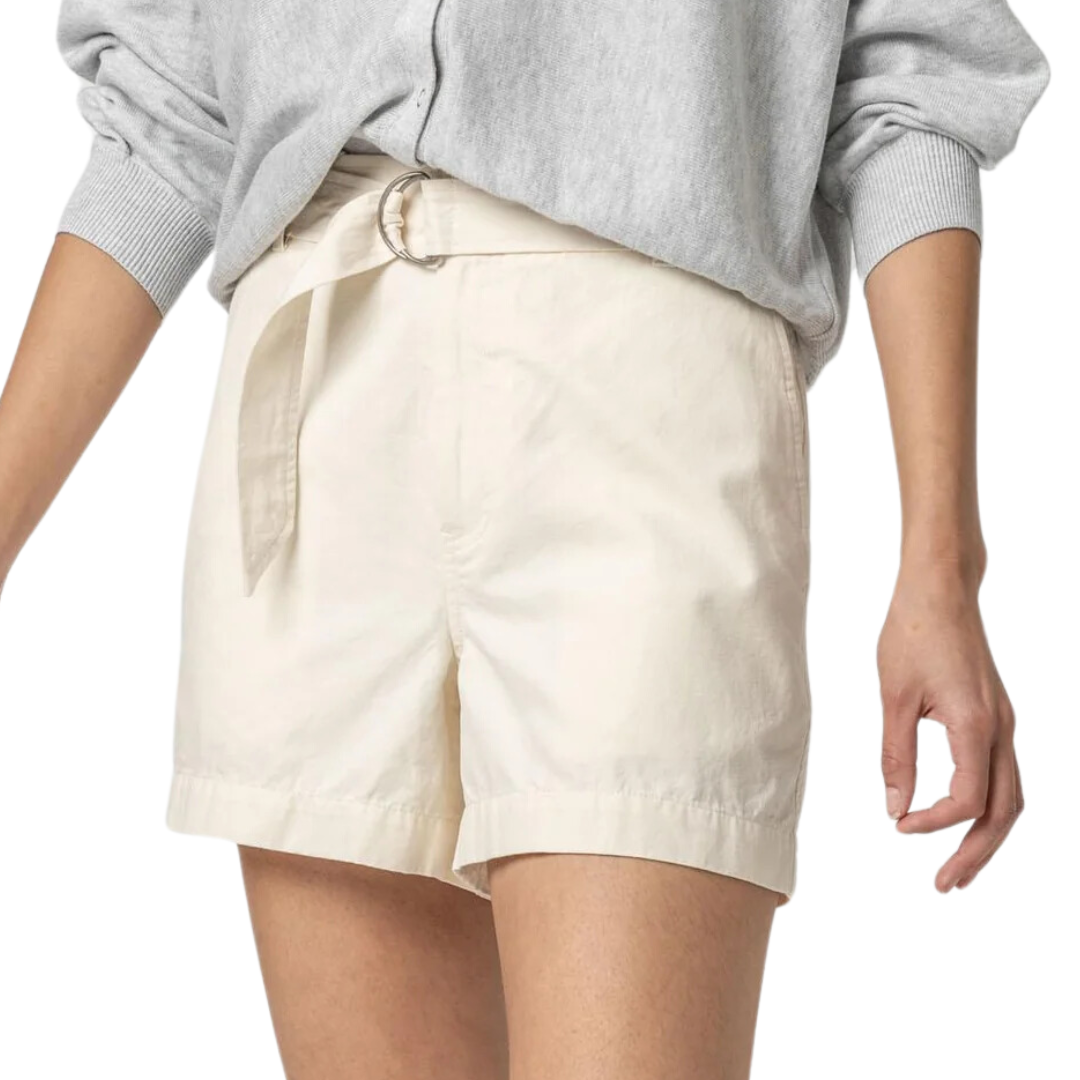Belted Canvas Shorts in Ecru
