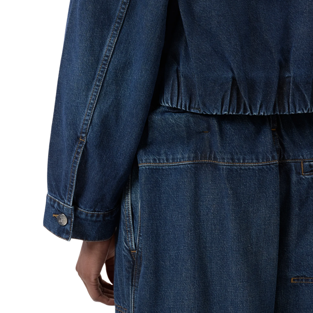 Folded Hem Jacket in Dark Blue