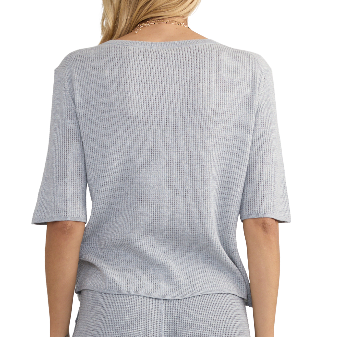 Jill Waffle Tee in Grey/Salt