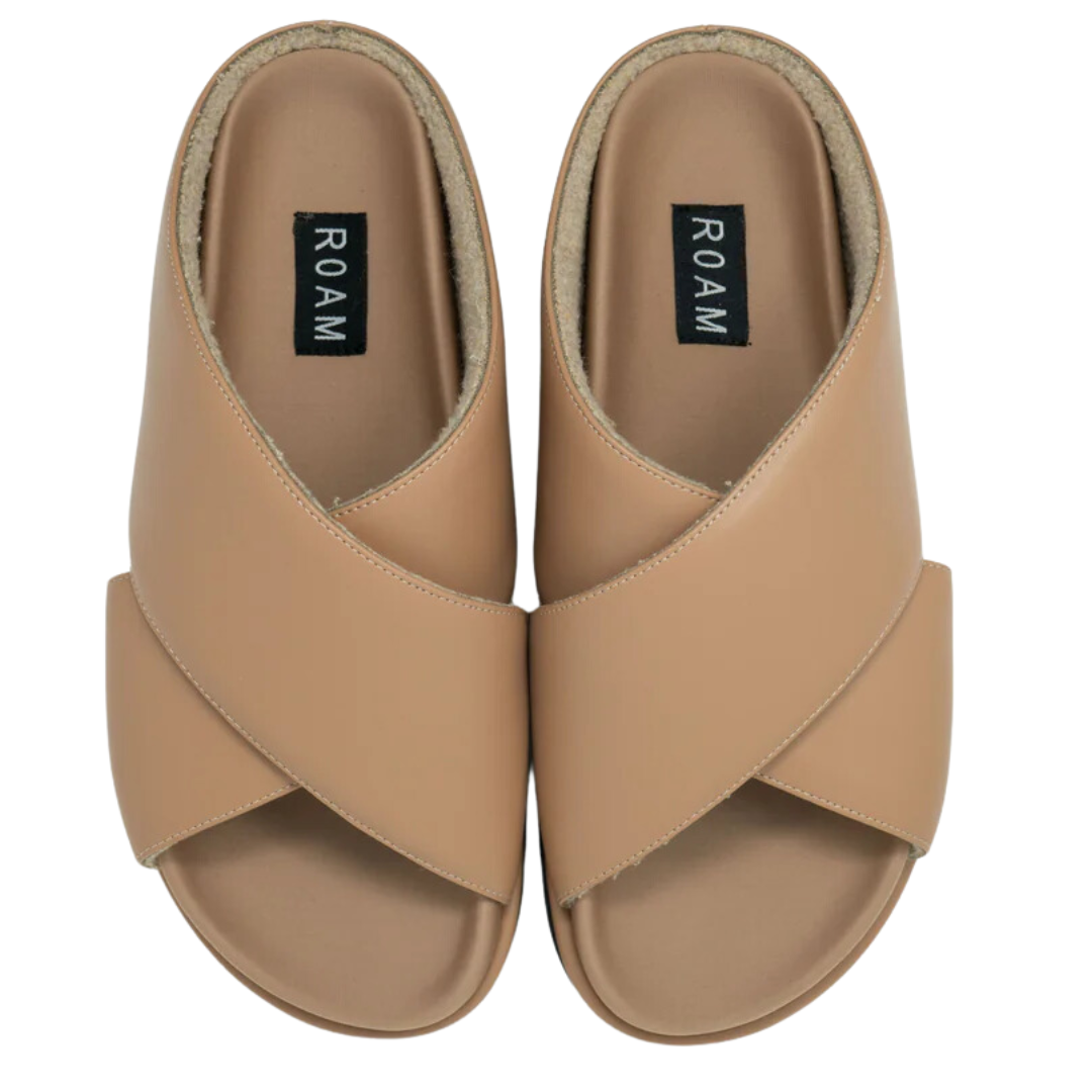 Cross Stack Platform Sandals in Nude