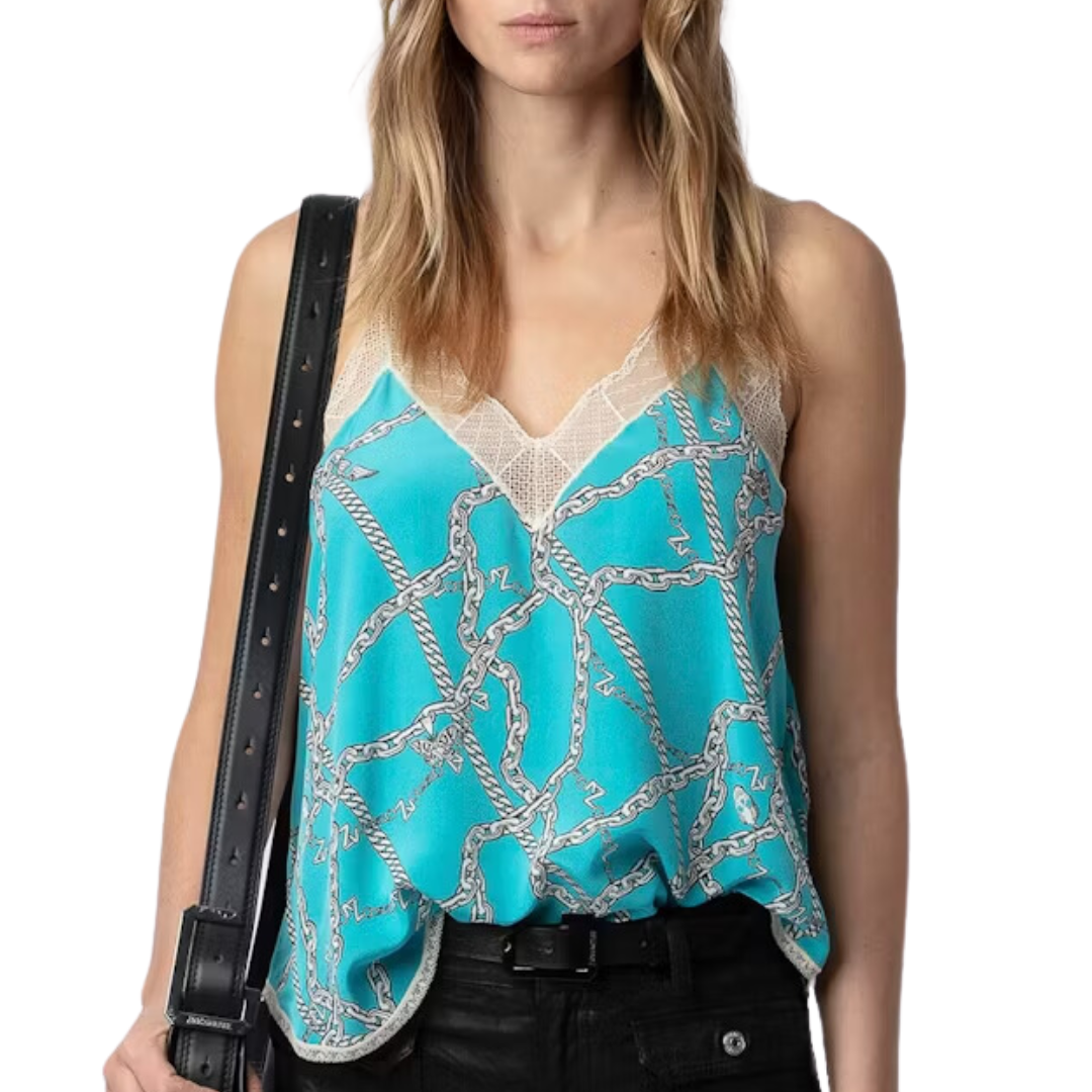 Christy Silk Camisole in Aqua