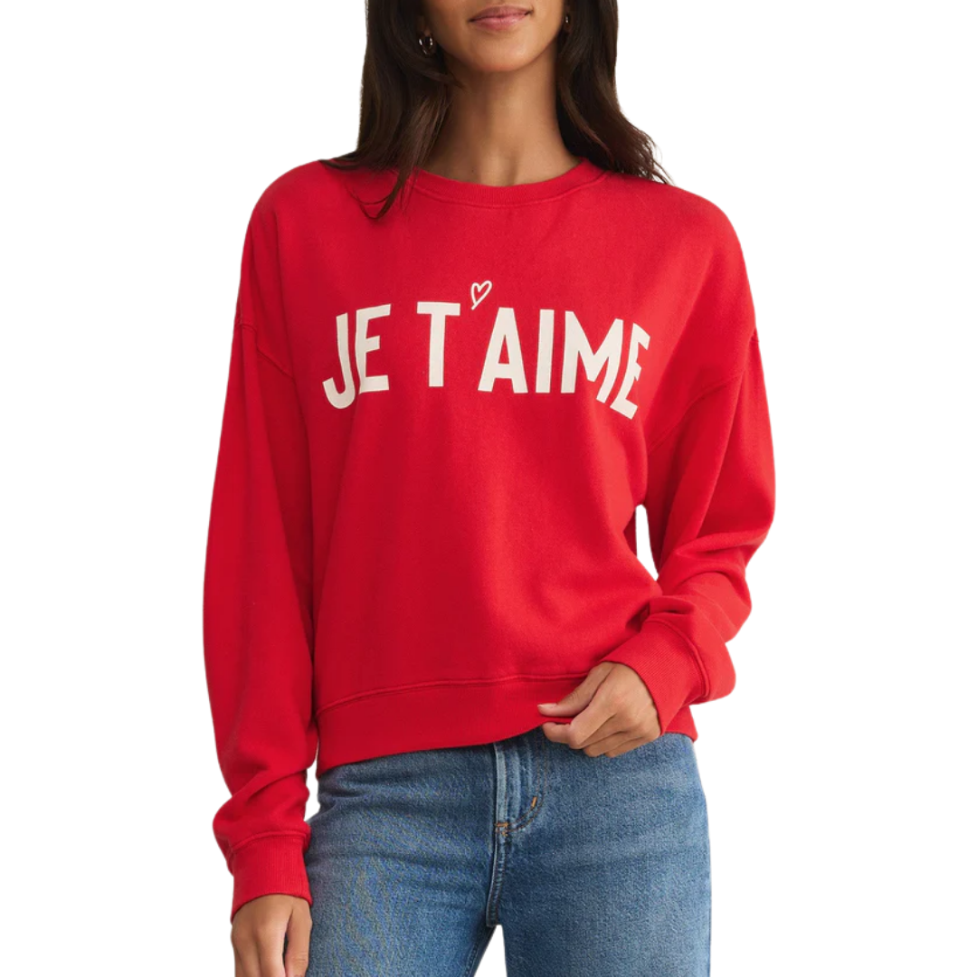 First Date Fleece Sweatshirt in Cherry