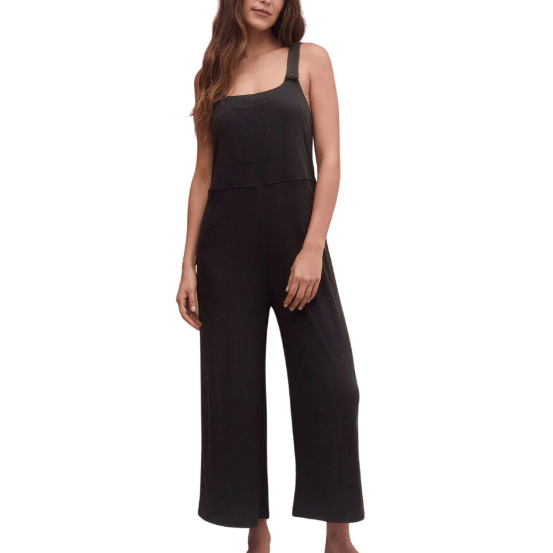 Homebody Rib Overall in Vintage Black
