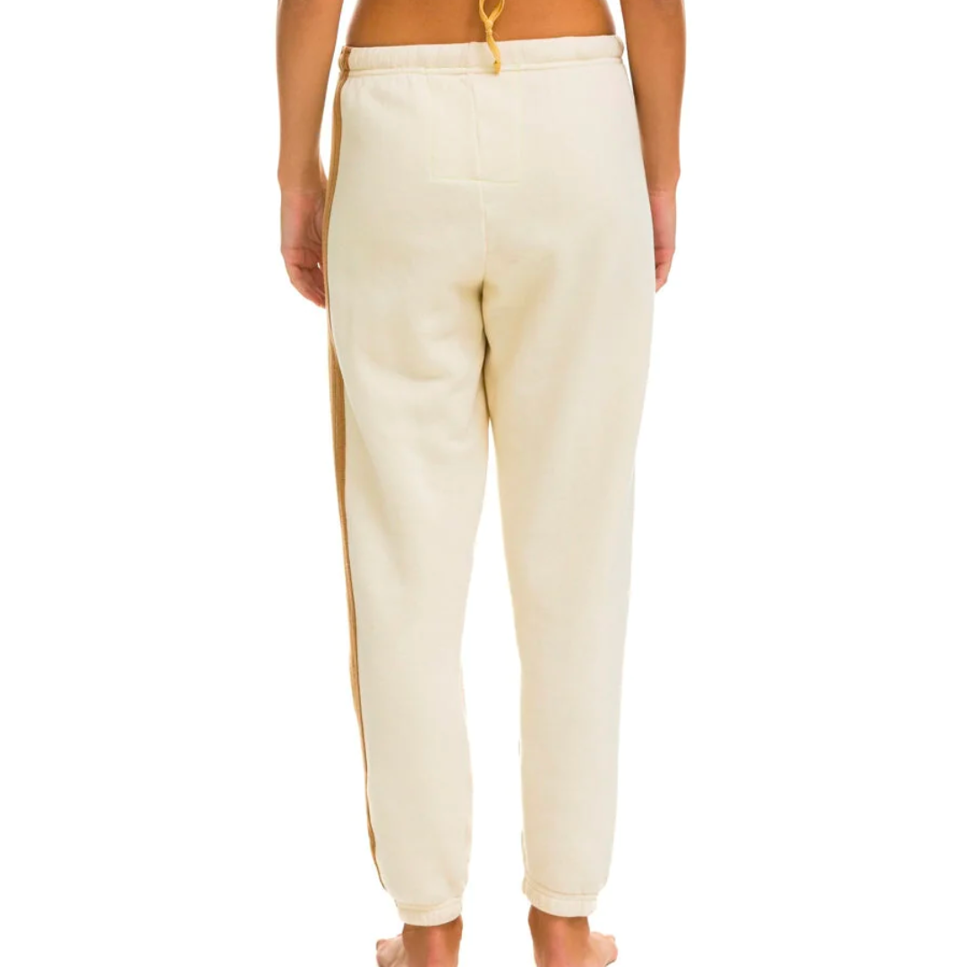 5 Stripe Sweatpants in Vintage White/Tan