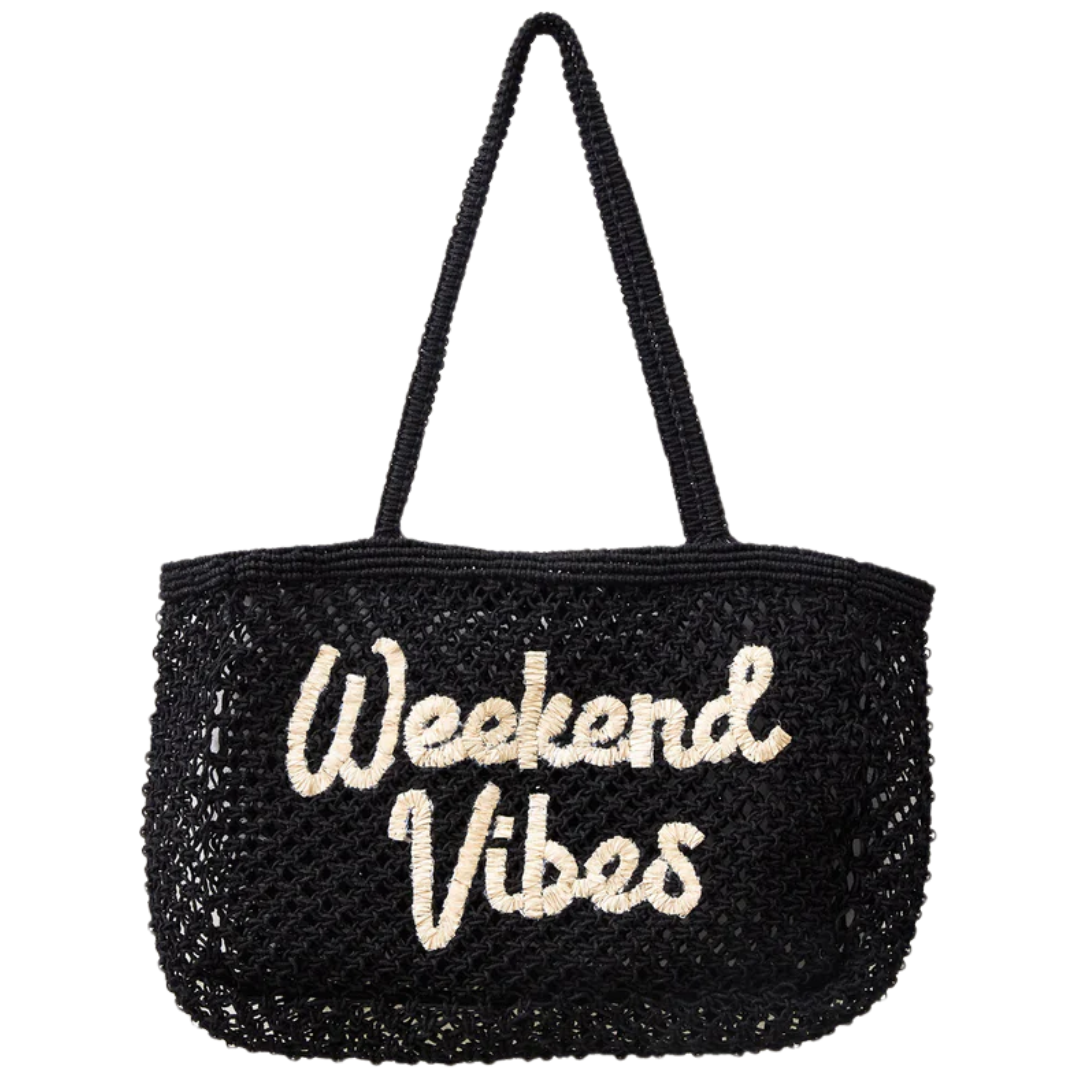 Woven Jute Tote Bag in Black