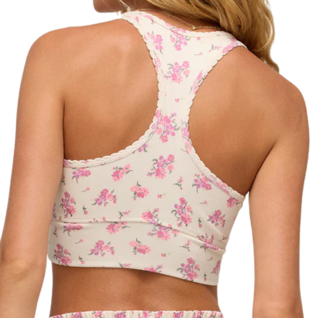 Tia Ditsy Pointelle Tank Bra in Bone