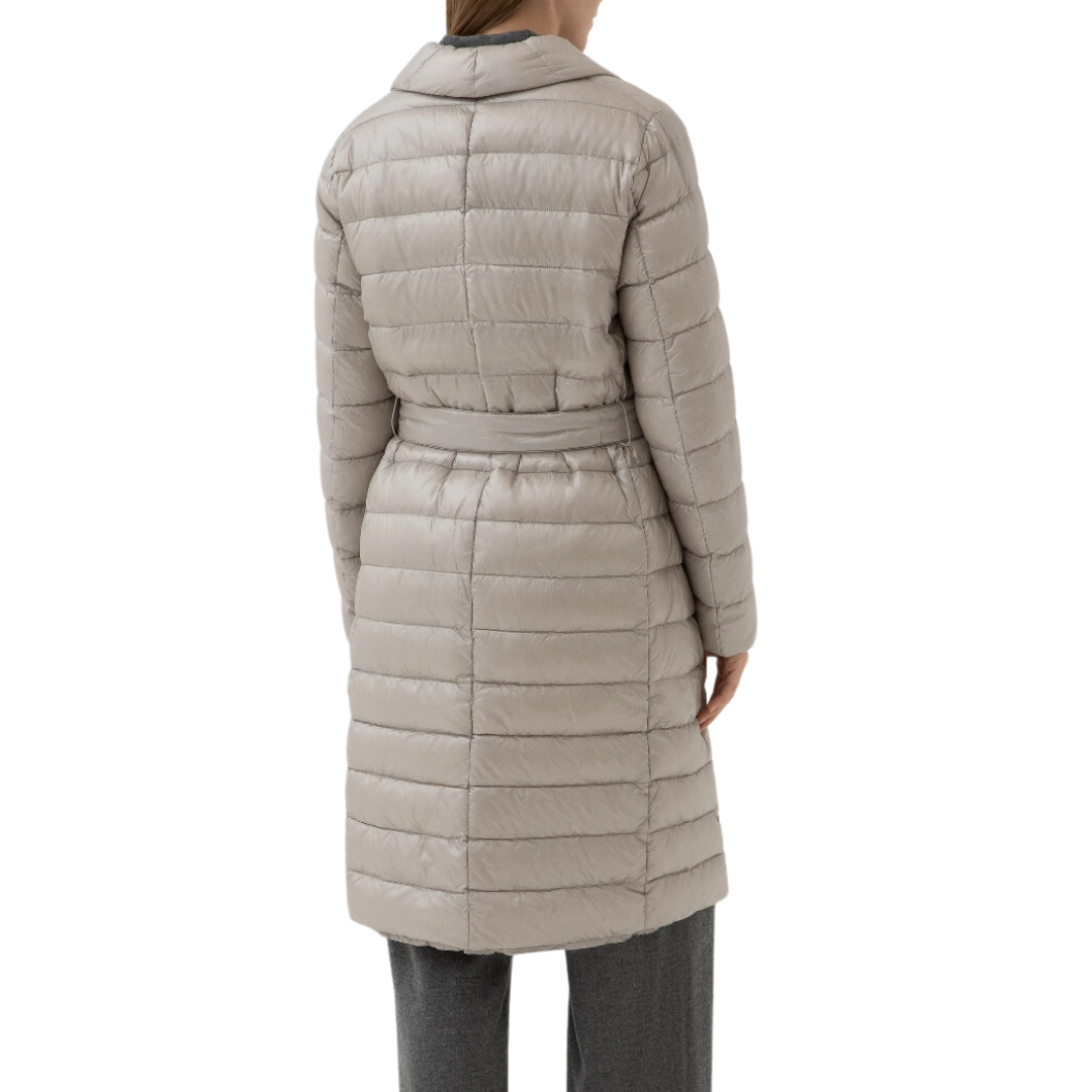 Belted Quilted Down Jacket in Chantilly