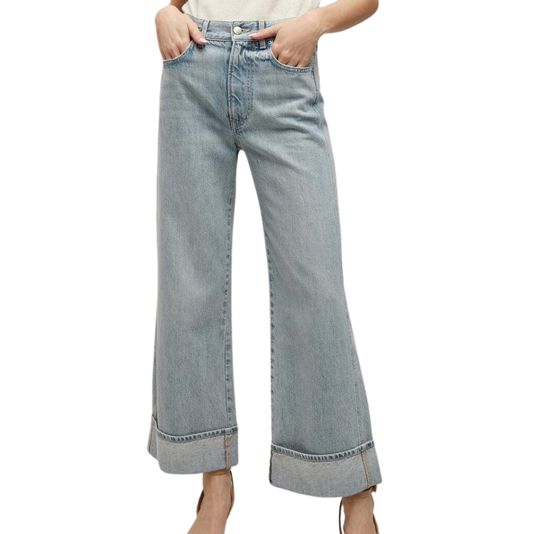 Taylor Cuffed Wide-Leg Jean in Airway Cloud