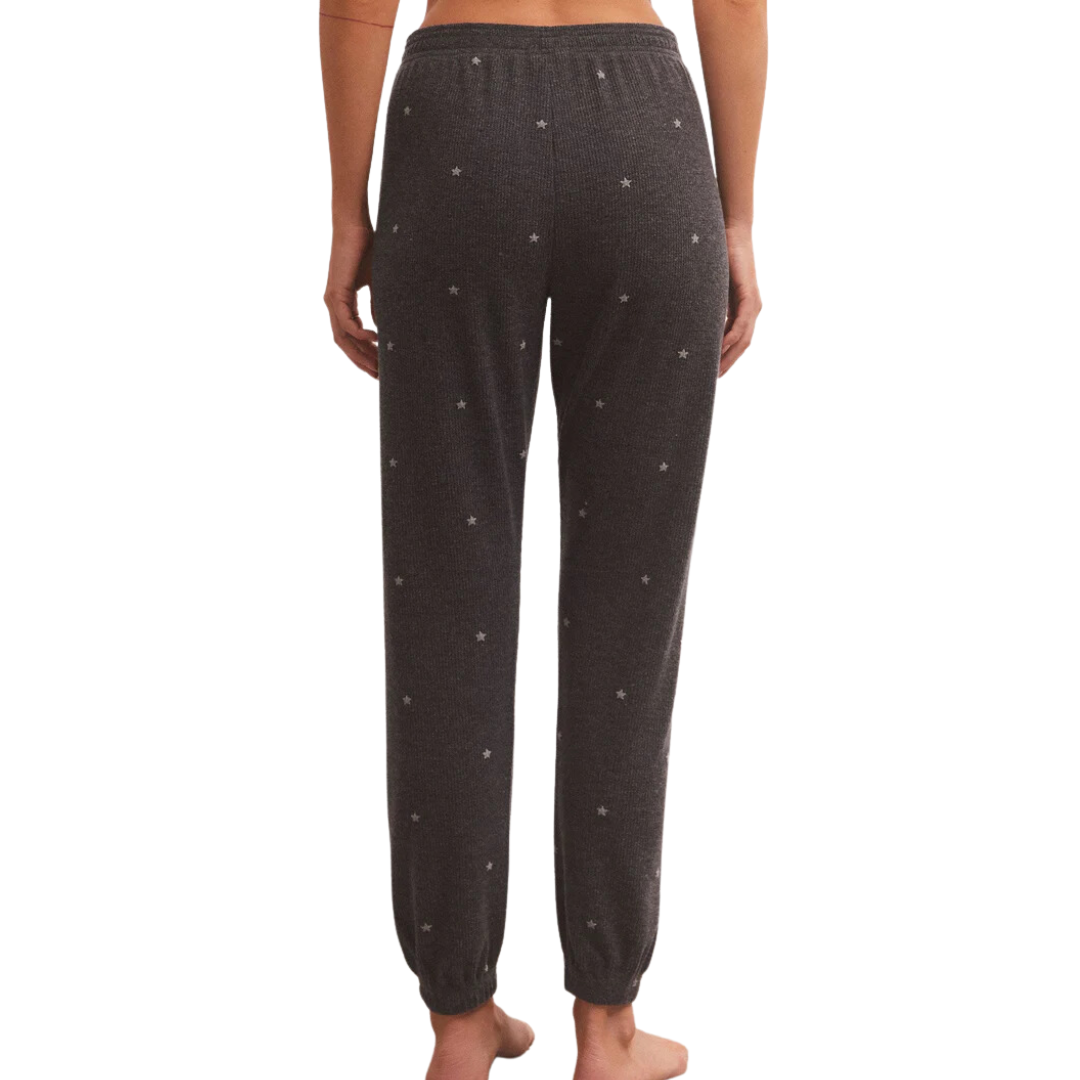 Cozy Days Star Jogger in Heather Black