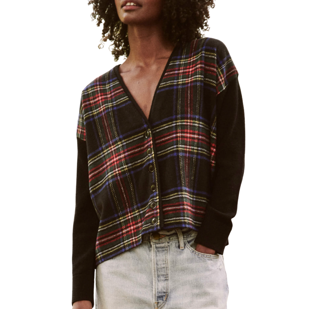The Fire Side Cardigan in Hearth Plaid