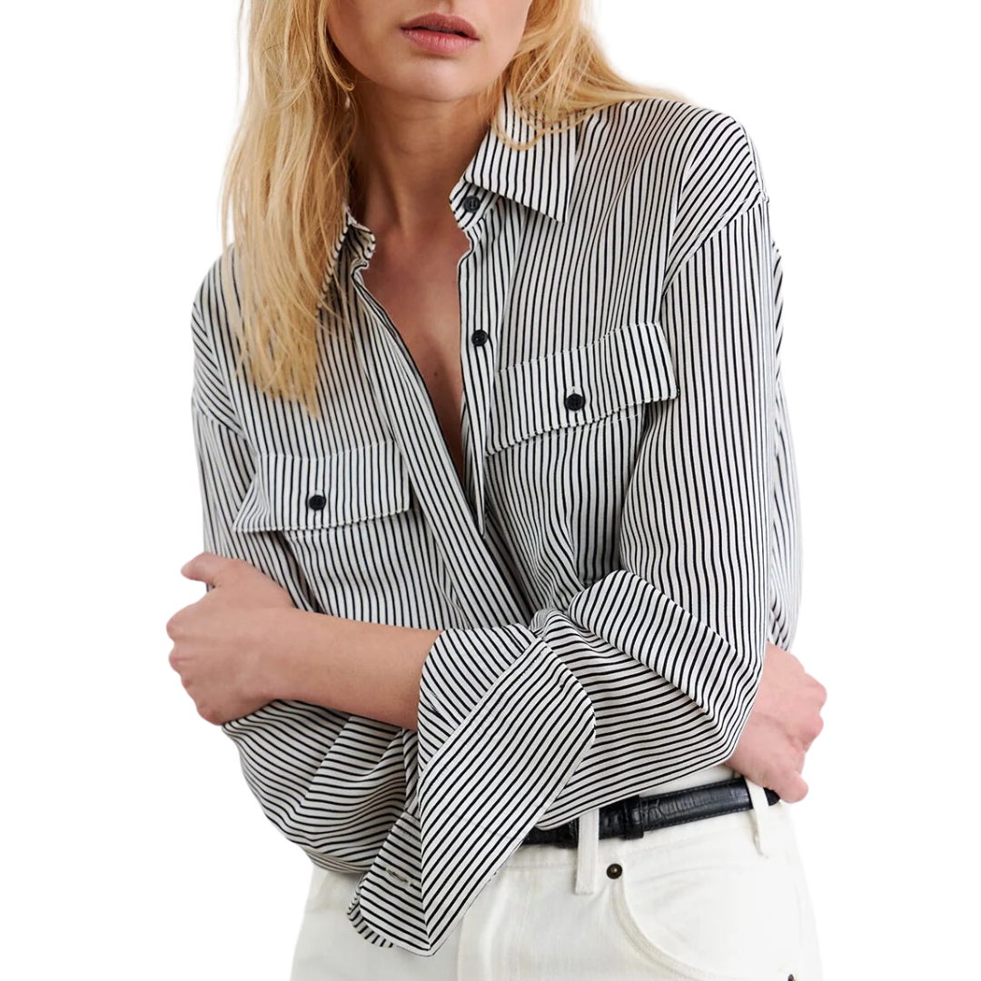 Ellias Shirt in White/Black Stripe