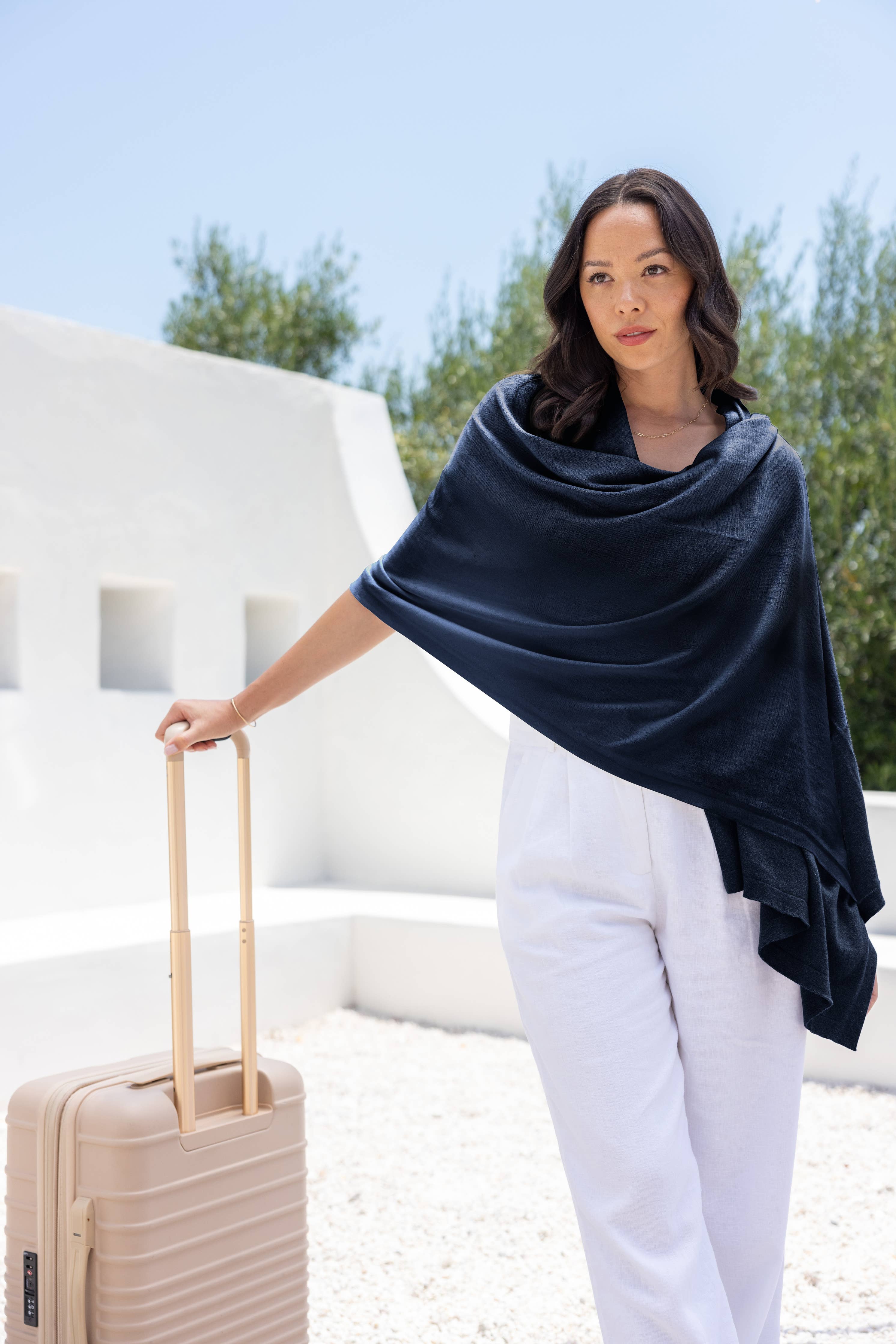 Dreamsoft Organic Cotton Travel Scarf Oxford Blue