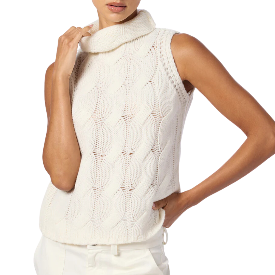 Saige Cropped Turtleneck in Gardenia