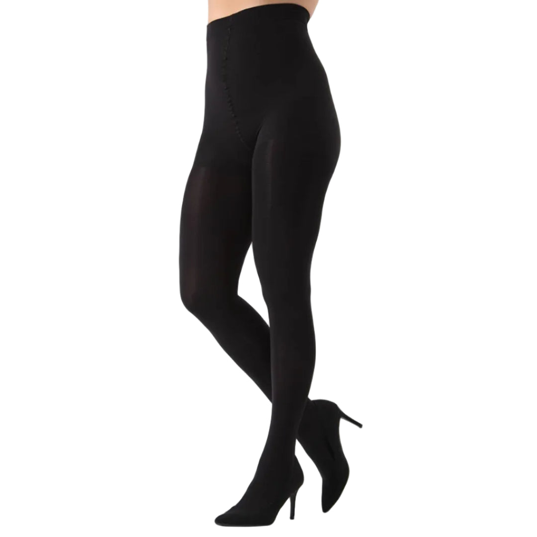 Completely Opaque Control Top Tights in Black