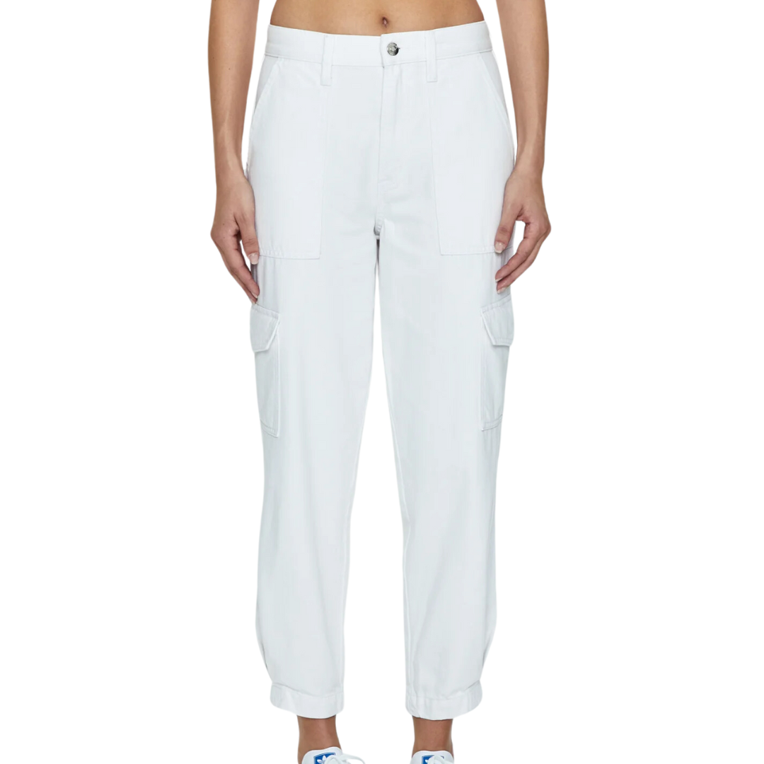 Josephine High Rise Tapered Cargo in White