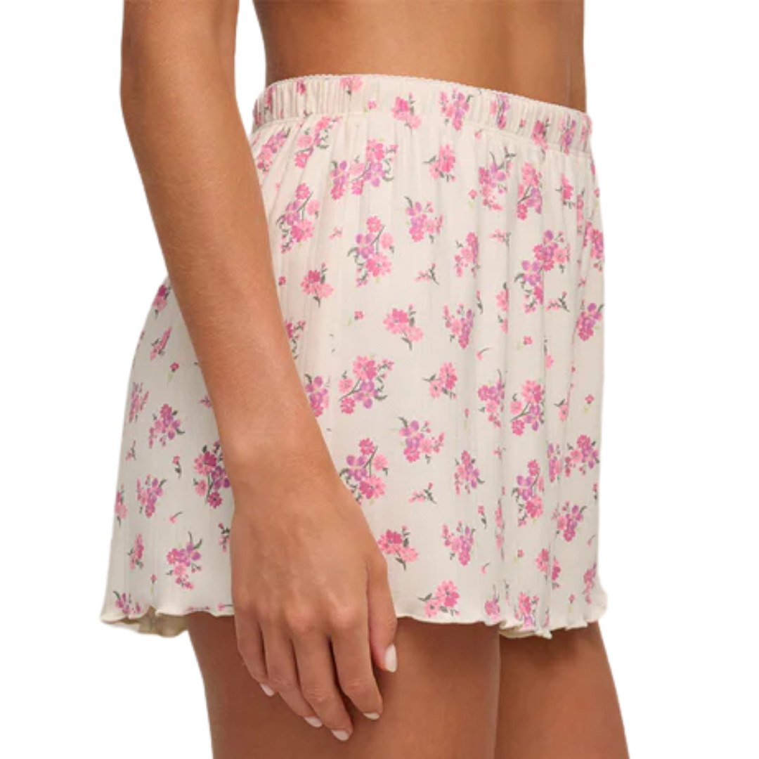 Amour Ditsy Pointelle Short in Bone