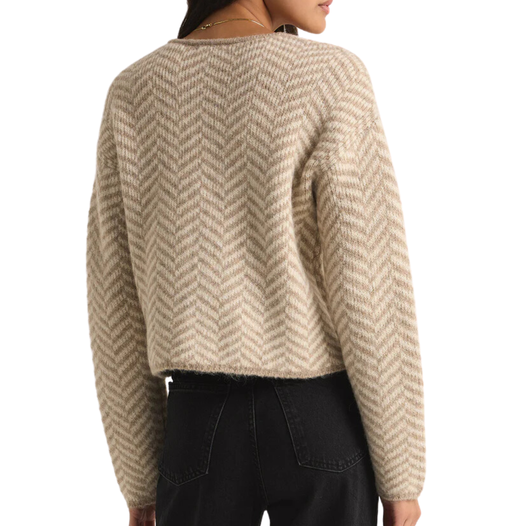 Noemi Herringbone Cardigan in Sea Salt