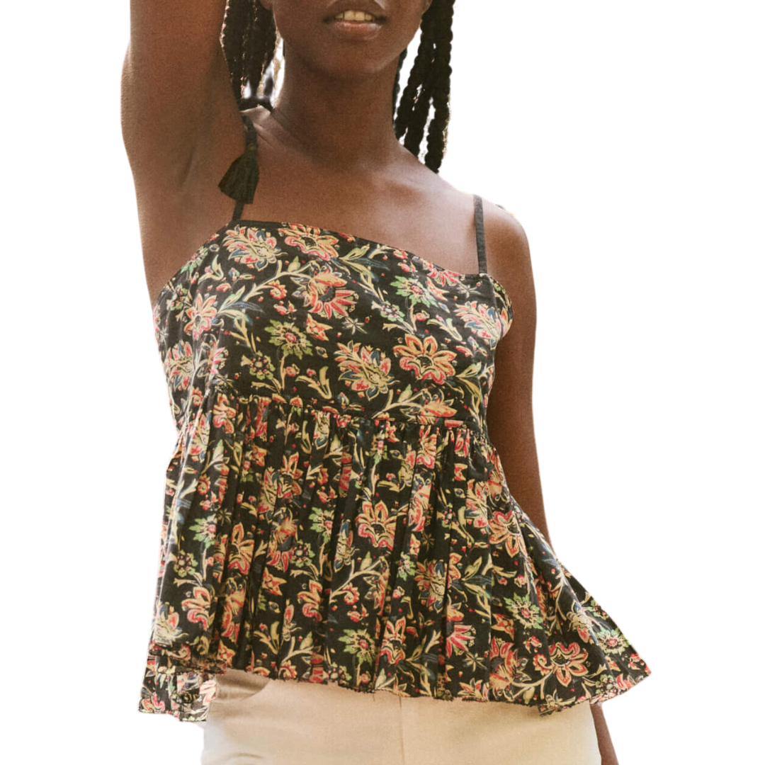The Dainty Top in Black Paisley Floral