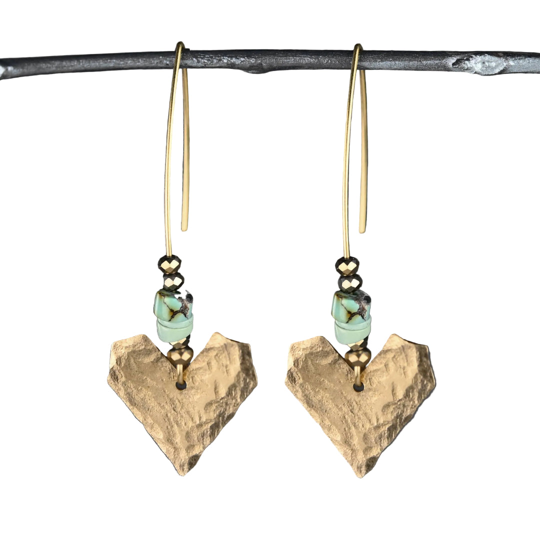 Brass Heart Turquoise Jasper Earring