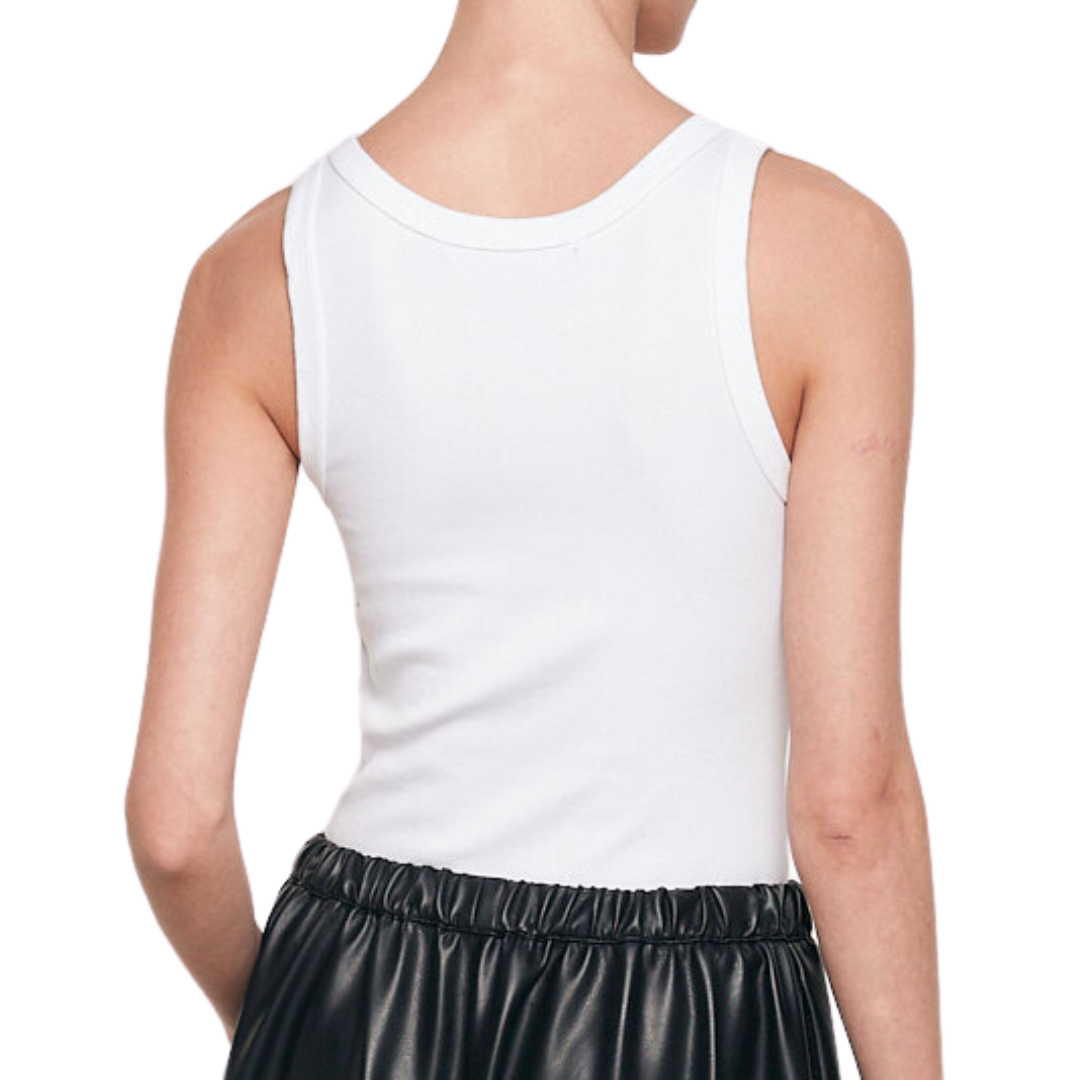 Supima Rib Scoop Tank in White
