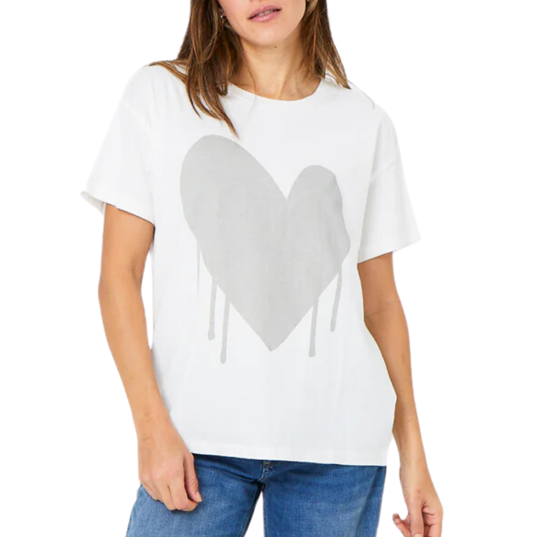 Tommy Drippy Heart Tee in White