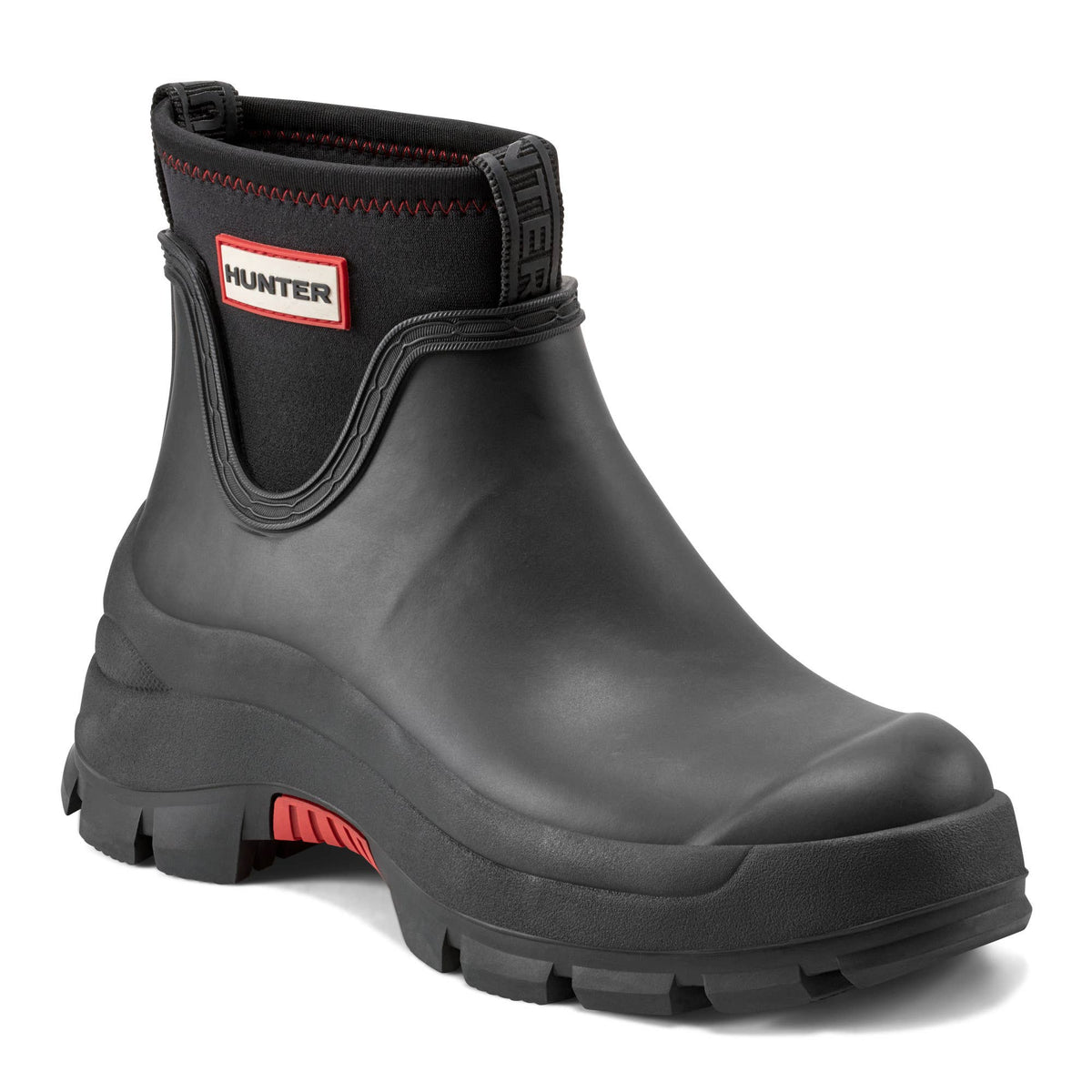 Eloise Lug Sole Waterproof Neoprene Rain Booties in Black