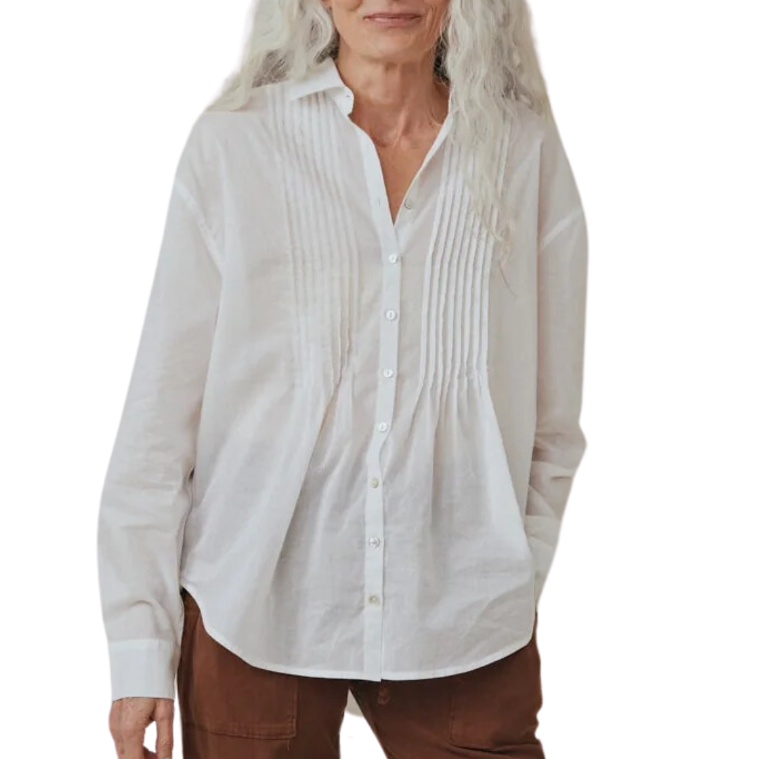 Pintuck Flowy Shirt in White