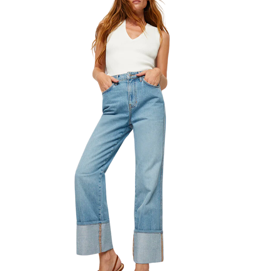 Dylan Straight-Leg Jean Cuffed in Silverwood Blue