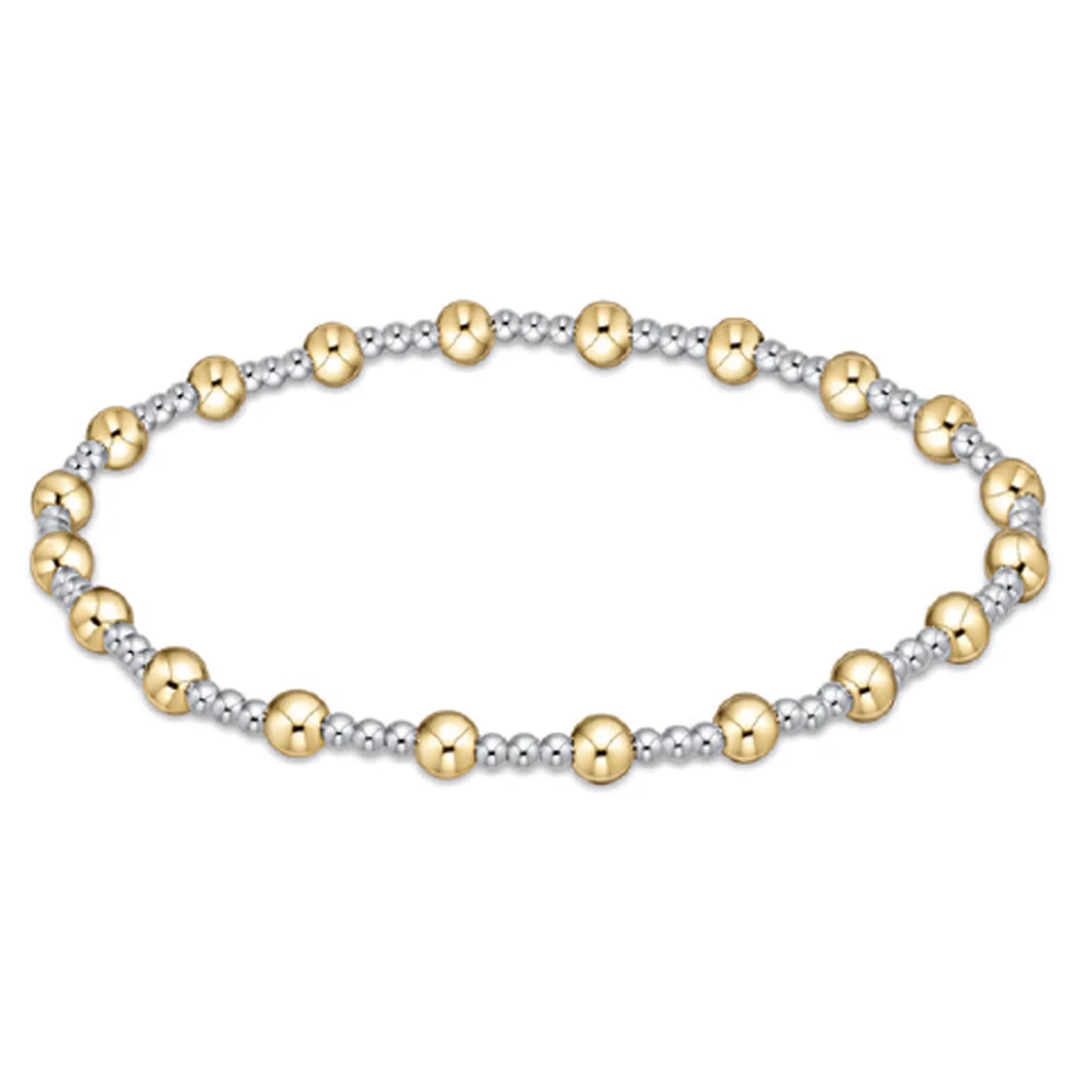 Classic Sincerity Pattern 4mm Bead Bracelet in Mixed Metal