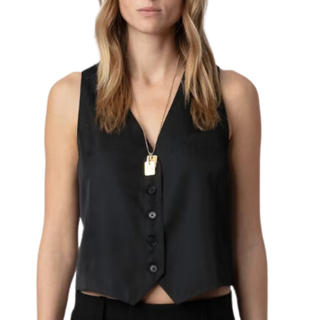 Emaux Satin Vest Vest in Noir