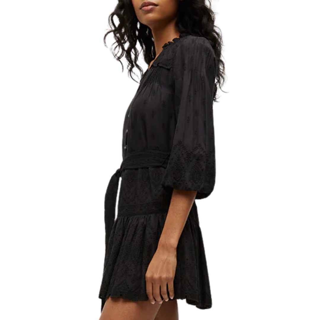 Chrisjen Cotton Eyelet Dress in Black