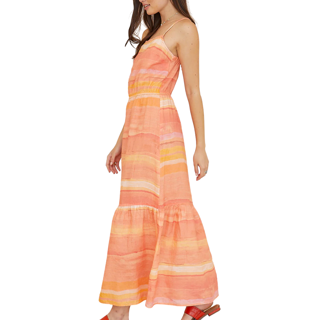 Sarape Stripe Linen Maxi Dress in Sarape Stripe Print