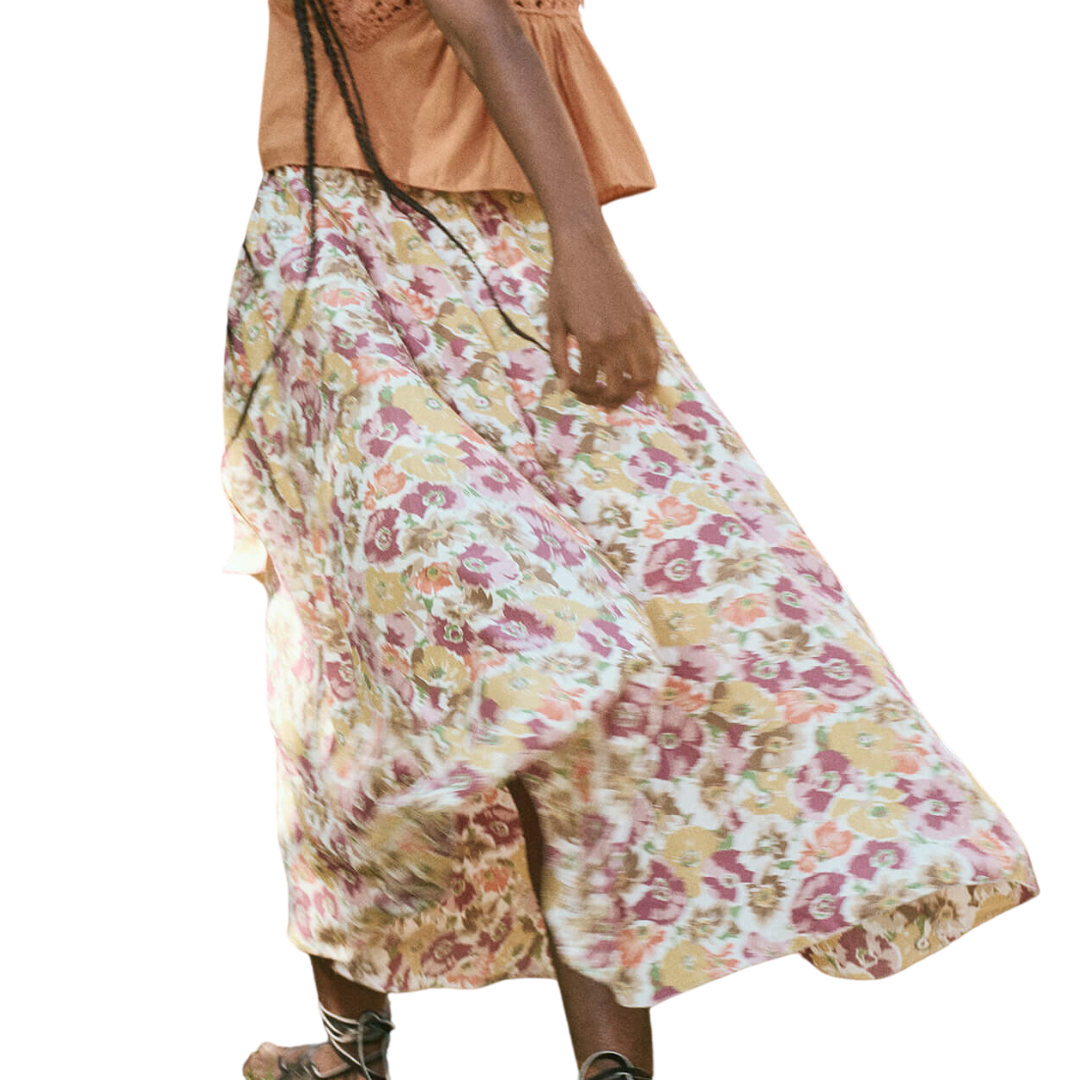 The Papyrus Skirt in Golden Lilac Flower