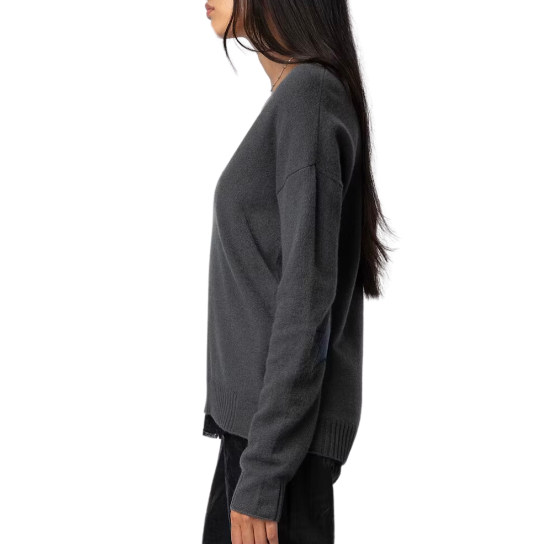 Vivi Patch Cashmere Sweater in Ardoise