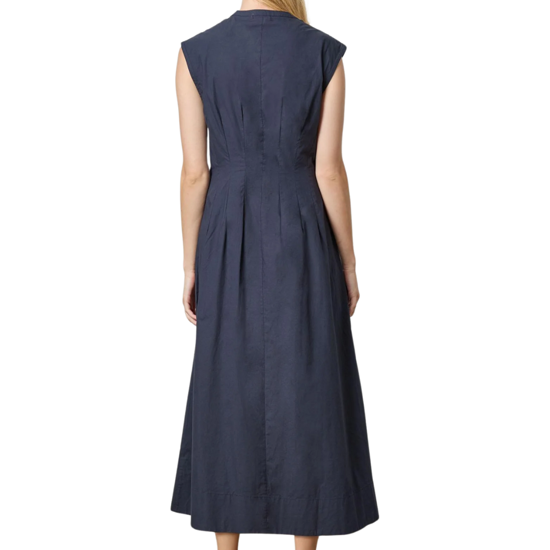 Sleeveless Seamed Maxi Dress in Navy