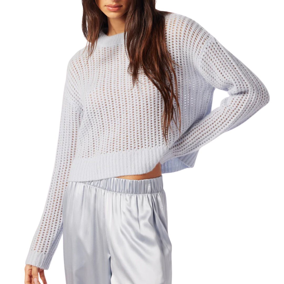 Marci Cashmere Crewneck Pullover in Whisper
