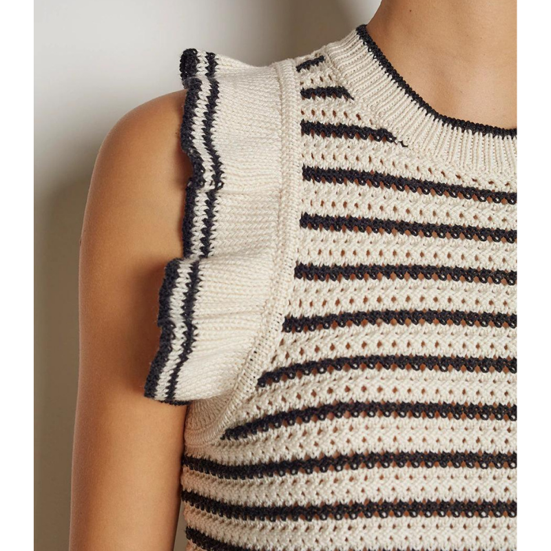 Viola Sweater Knit Tank with Ruffle Arm