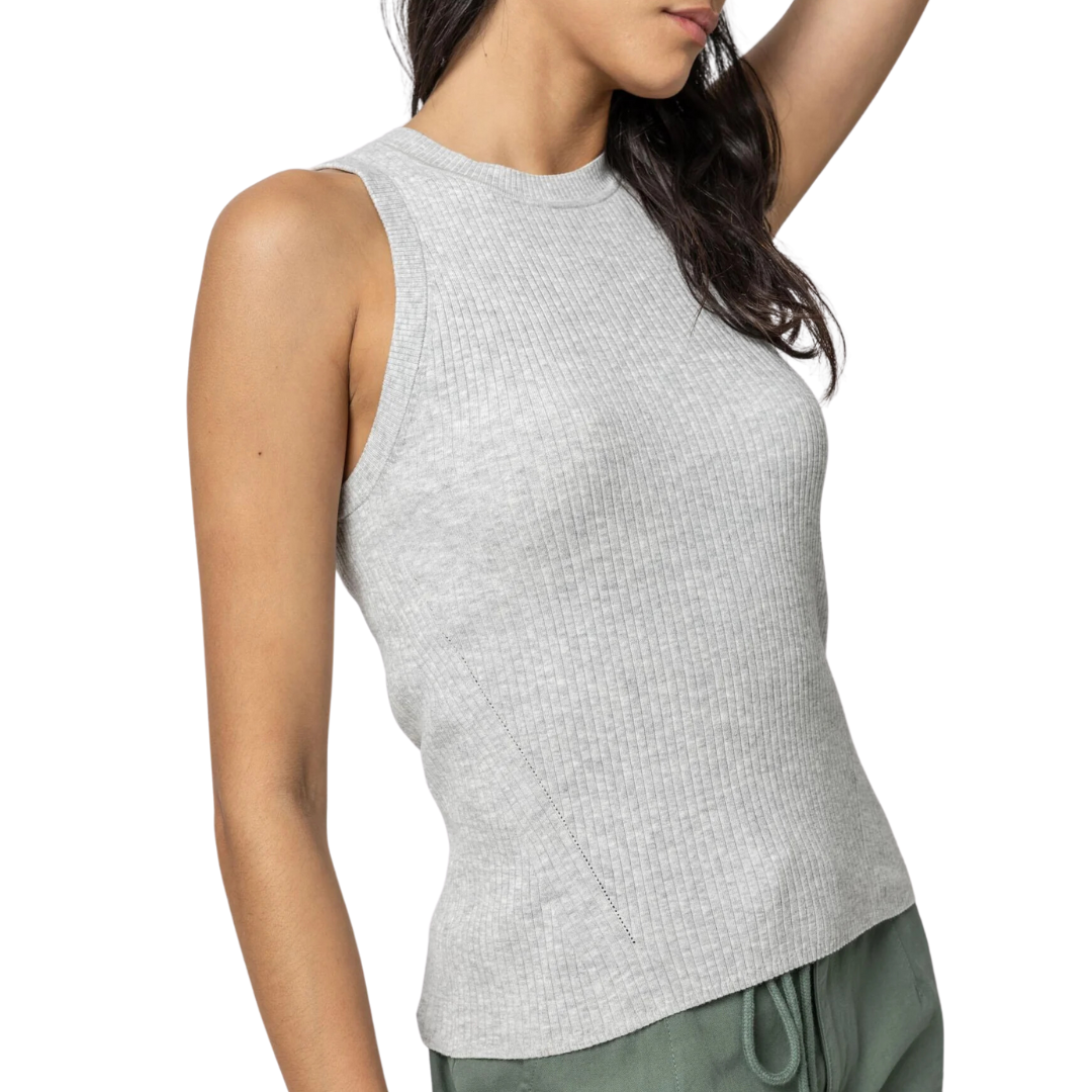 Perfect Rib Tank Sweater in Heather Grey