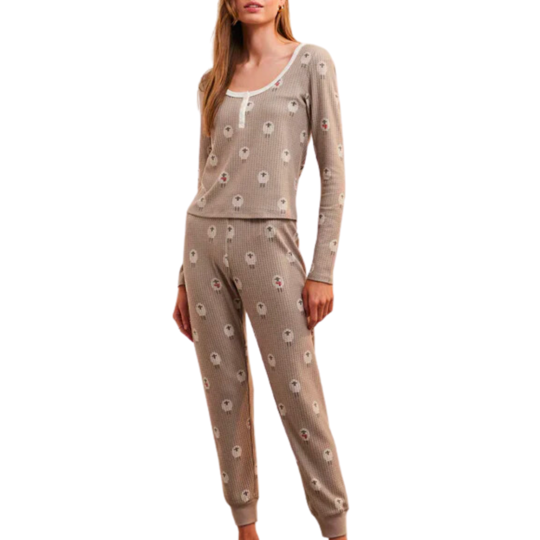 Fireside Sheep Long Sleeve Top in Burlap