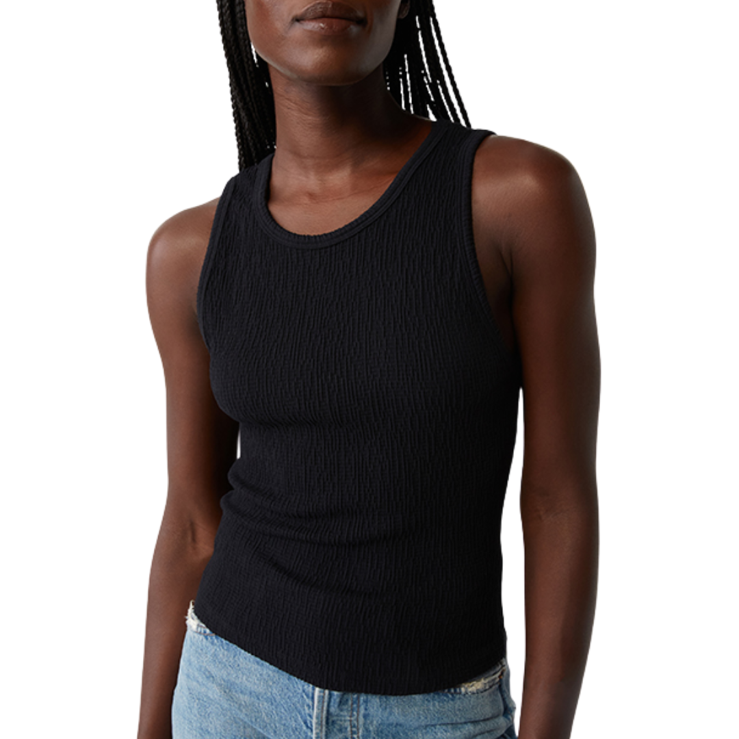 Kira Crinkle Tank in Black