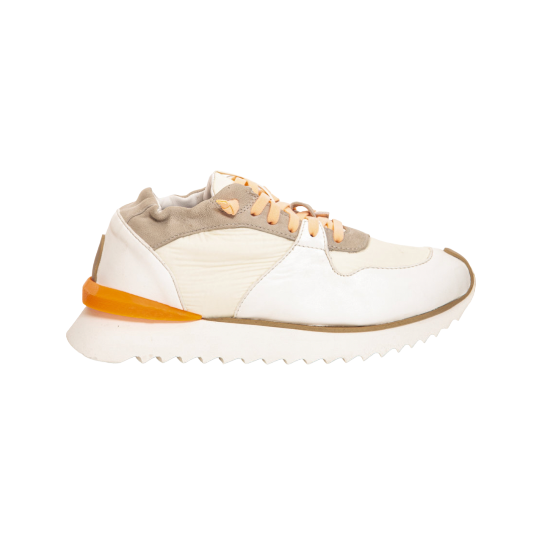 Ruffle Sneaker in Creme